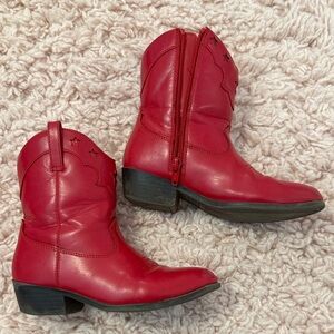 Girls Red Western Zip Cowboy Boots size 13
